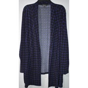 Ulla Popken Kimono Topper Size 28/30 Open Front Purple/Black Print Cardigan 4X